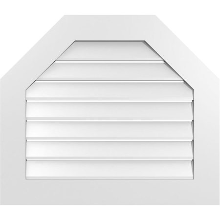 Ekena Millwork Octagonal Top Surface Mount PVC Gable Vent: Functional, w/ 3-1/2"W x 1"P Standard Frame, 30"W x 26"H GVPOT30X2601SF